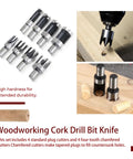 Badass Sharp And Ridiculously Tough Eight Piece Wood Plug Cutter Drill Bit Set With Titanium Coated Carbon Steel for woodworking projects.
