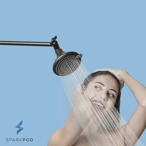 High Pressure 3-Function Rain Shower Head In Midnight Black Matte, 3.75 Inch Wide, Spa-Grade Luxury For A Modern Bathroom