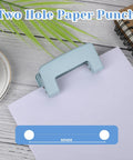 Heavy Duty Metal Two Hole Punch For A4 A5 B5 Paper, Adjustable Manual Paper Punch With 10 Sheet Capacity, Blue shown on desk