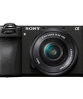 Front view of A6700 Mirrorless Camera Kit With 16 To 50mm Lens, highlighting lens detail and camera body design.