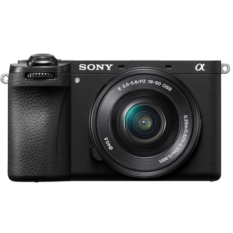 Front view of A6700 Mirrorless Camera Kit With 16 To 50mm Lens, highlighting lens detail and camera body design.