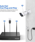 All In One WiFi Security Camera System With NVR Kit, 4 1080P Bullet Cameras, wall-mounted camera with wireless NVR setup