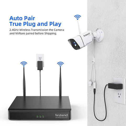 All In One WiFi Security Camera System With NVR Kit, 4 1080P Bullet Cameras, wall-mounted camera with wireless NVR setup