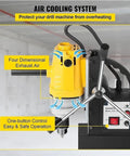 Badass Portable Magnetic Core Drill Powered By A Beast Mode 750W Copper Motor showing air cooling system and control features.