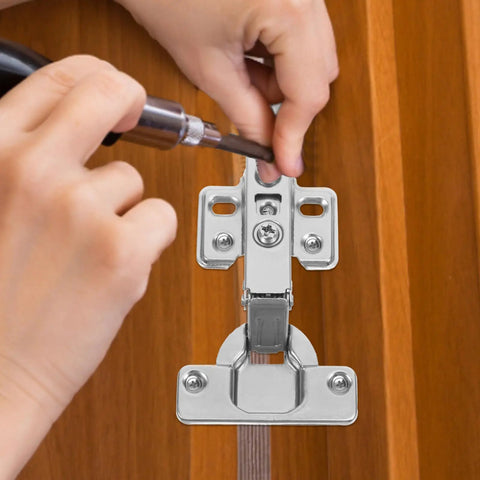 Installing Two Pack Stainless Steel Cabinet Hinges With Soft Close And Smooth Action on a wooden cabinet door.