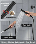 Premium High Pressure Shower System With 12 Inch Rain Head And 2 In 1 Handheld Sprayer Matte Black Wall Mount Fixture