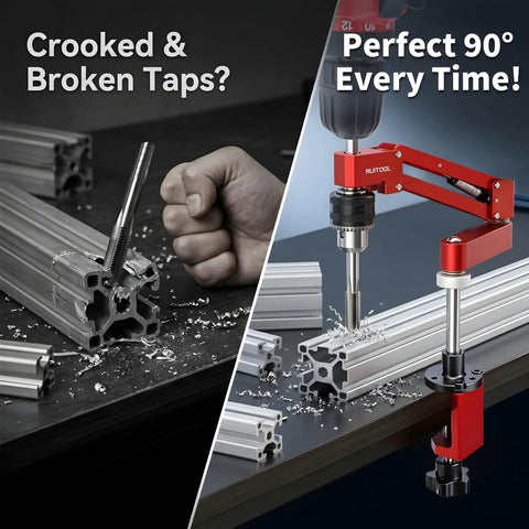 Desktop Tapping Arm With 90 Degree Vertical Tap Guide Jig For Aluminum Extrusions M2 To M10 And SAE Two To Three Eighths