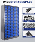 100 Drawer Parts Cabinet With Nut And Bolt Organizer Label Stickers ABS Material Drawers in blue, for workshop use.