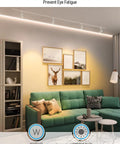 8.5W LED H Track Lighting Heads Pack Of 4 Dimmable ETL Listed 600 Lumens CRI90 2700K illuminating living room with green sofa