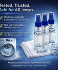 Crizal lens cleaning kit with 3 spray bottles and 3 microfiber cloths for AR-coated lenses