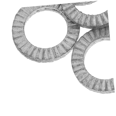 Built Tough Manganese Steel Wedge Locking Washers Heavy Duty Anti Loosening Hardware For Machinery And Construction Vibration Resistant Bolt Stabilizers with serrated edges.