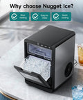 Professional Heavy Duty Countertop Nugget Ice Maker Cranks Out Soft Chewable Pebble Ice Fast With 44 Pounds Daily Output And Large Storage Bin for home use.