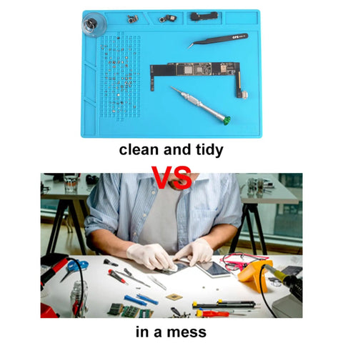 Pro Grade Silicone Soldering Repair Mat For Electronics And DIY Projects, Heat Resistant Work Surface Up To 932 F, 13.7 By 9.8 Inches Blue