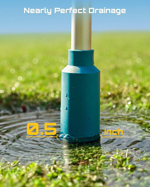 Cordless Stick Water Pump With 2.2 Inch Head Battery Powered Utility Pump in use, illustrating nearly perfect drainage on grass