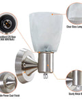 Turn Up The Vibe With This Set Of Two Modern Wall Sconces Brushed Nickel Vanity Lights featuring E26 socket and frosted glass shade.