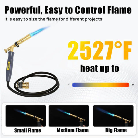 MRAS8210 Turbo Flame Propane Welding Torch With 5 Ft Hose adjustable flame demonstration
