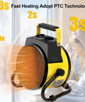 1500W Portable Garage Heater With Lightning Fast Heat In Three Seconds Overheat Protection Indoor Outdoor Space Heater