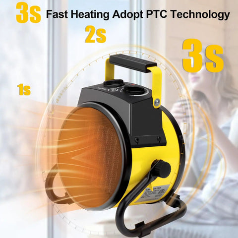 1500W Portable Garage Heater With Lightning Fast Heat In Three Seconds Overheat Protection Indoor Outdoor Space Heater