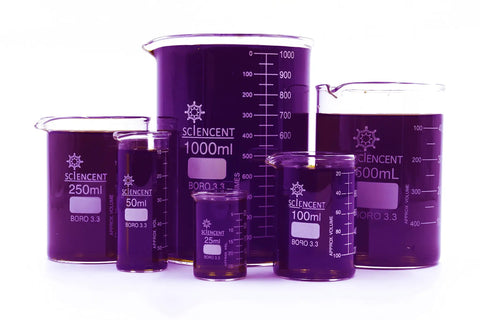 Thick Wall Borosilicate Glass Beaker Set Of Six With No Spill Spouts 25 ML 50 ML 100 ML 250 ML 500 ML And 1000 ML Heat Resistant Laboratory Beakers For Boiling And Mixing.