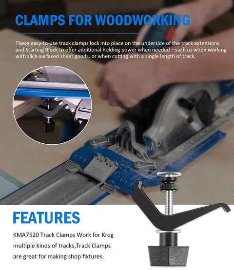 Universal Track Clamps For Accu Cut And Adaptive Cutting Systems used with circular saw on track for precise cuts