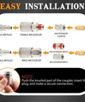 Diagram of All In One 48 Piece Quick Connect Air Hose Fittings Kit With One Quarter Inch NPT Threads shown with installation steps.