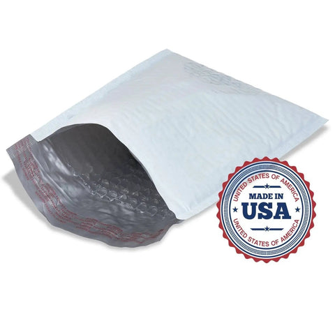 100 Pack Poly Bubble Mailers 10.5 X 16 Inches Waterproof Padded Envelopes White For Shipping with USA made seal and bubble interior.