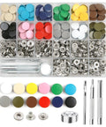 120 Piece Leather Snap Button Kit With 15Mm Fasteners Includes 5 Fixing Tools 12 Color Options for DIY crafts.
