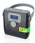 Portable CD Player With Bluetooth Boombox And Built In FM Radio in dark gray with LED display and handle