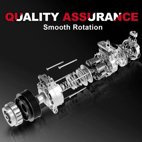 AC Compressor With Clutch Kit For Chevy Silverado Tahoe Suburban Sierra Yukon 1500 Trucks detailed exploded view showing smooth rotation.