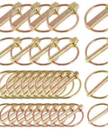 Heavy Duty Lynch Pin Assortment Kit With 30 Pcs, Spring Loaded Pins, Yellow Zinc Plated for Tractors and Trailers