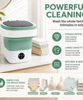 Portable Foldable Mini Washing Machine With Fast Spin Dryer And Flexible Wash Options For Baby Gear Gym Socks And Road Trips on a countertop.