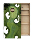 Two Regulation Size Golf Course Themed Cornhole Boards With Resin Filled Bags Scoreboard Leg Brace And Eight Color Coordinated Bags