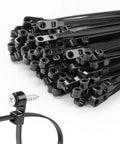 Heavy Duty Black Zip Ties With Screw Hole Mounting 12 Inch 75 Lbs Tensile Strength 200 Pack Nylon Cable Ties For Indoor Outdoor Use