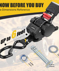 Retractable Tie Down Straps For Any Trailer 1In By 6Ft Bolt On Transom Mount with size reference chart and hardware