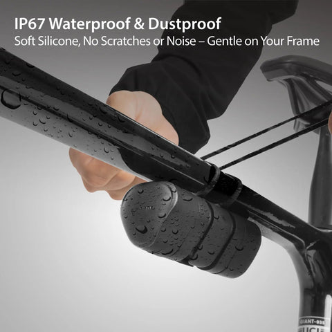 12 In 1 Bike Tool Kit With Ratchet Wrench Compact Silicone Capsule Scratch Free And Waterproof attached to bike frame