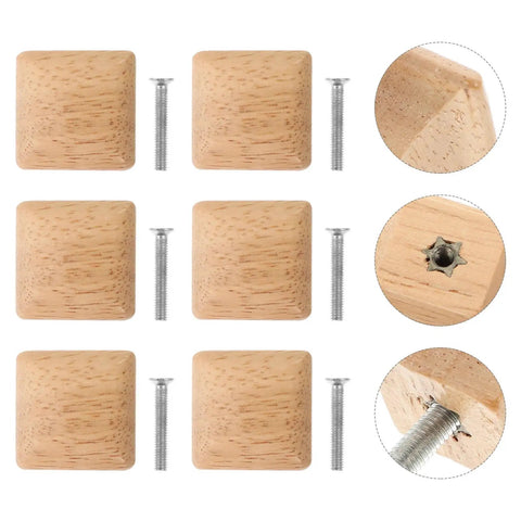 10 Piece Wooden Dresser And Cabinet Pulls Set For Closet And Drawer Handles Square Solid Wood Knobs Bamboo Vintage Style