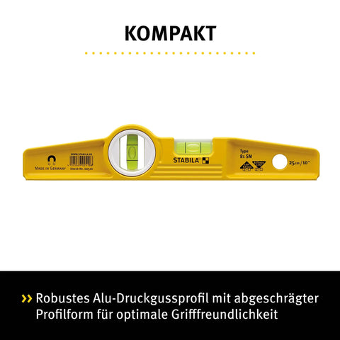 Magnetic Level With Holster 81S10MH For Steel Erectors And Scaffolders, horizontal view showing precise vial system