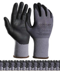 Super Grippy MicroFoam Nitrile Coated Work Gloves For Home Improvement 12 Pairs Size 9 Large, front and back view