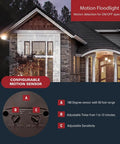 180 Degree Motion Activated Outdoor Security Flood Light illuminating house exterior with adjustable motion sensor settings