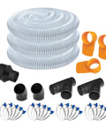 Heavy Duty Flexible Clear Dust Collection Hose Kit Featuring 4 Inch By 20 Feet Tubing Cone Reducer Elbows Fittings And Blast Gates for DIY setups.