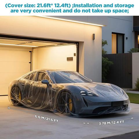 4 Pack Clear Disposable Car Covers Waterproof All Weather Protection With Elastic Hem Fits Sedans SUVs And Small Cars