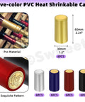 Wine Bottle Cork Stopper Kit With Dope PVC Heat Shrink Capsules, 60 Pcs in 5 Colors including gold capsule on wooden rack