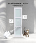 42 By 84 Inch Bifold Barn Door With Hardware Kit Solid MDF Slab Covered With Waterproof PVC Surface Frosted Glass Panel shown with water resistance and scratch prevention features.