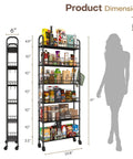 Slim Rolling Storage Cart On Wheels Metal 6 Tier Mobile Shelving Unit For Tight Spaces