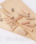 508 Piece Wooden Dowel Pin Set With Center Points In Four Sizes One Quarter Inch, Five Sixteenth Inch, Three Eighth Inch and One Half Inch Beveled Ends Solid And Hollow Dowel Pins For Furniture Repair And DIY Projects