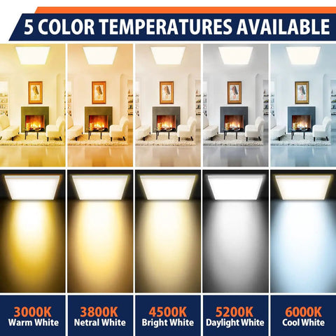 2x2 LED Panel Lights 4 Pack Dimmable 4000K 5000K 6000K CCT 40W 4958 Lumen Recessed Drop Ceiling Troffer color options