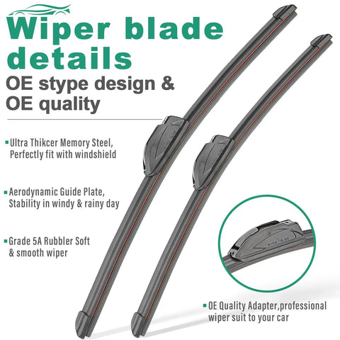 Hyundai Santa Fe Wiper Blades Set Includes 26 Inch Front 14 Inch Front And 13 Inch Rear All Weather Replacement Pack Of 3 For 2013 2014 2015 2016 2017 2018 Santa Fe Sport XL OEM Quality details
