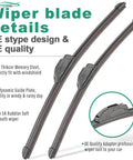 Road Ready Heavy Duty Windshield Wiper Blades Replacement Kit Delivering Killer Visibility And Easy Peasy Swap Out For Front Rear Glass On Hyundai Palisade And Lexus GX Models, showing two wiper blades with OE quality design.