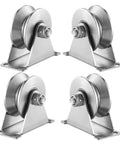 Set of four V Groove Gate Roller For Heavy Duty Sliding Gates with Double Bearings, Stainless Steel Wheel, Solid Bracket