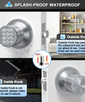 Keyless Entry Door Lock with Keypad and Smart Code Access, waterproof exterior knob, satin nickel finish for all-weather use.